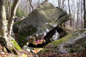 photo of Lauren Endicott bouldering at Coll's Cove, Slopey Seconds